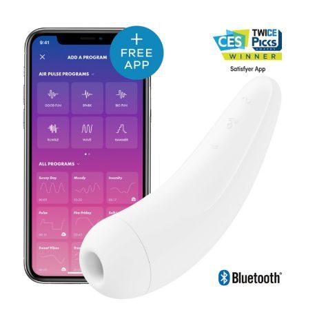 succionador clitoris vibracion satisfyer curvy 2 con app blanco