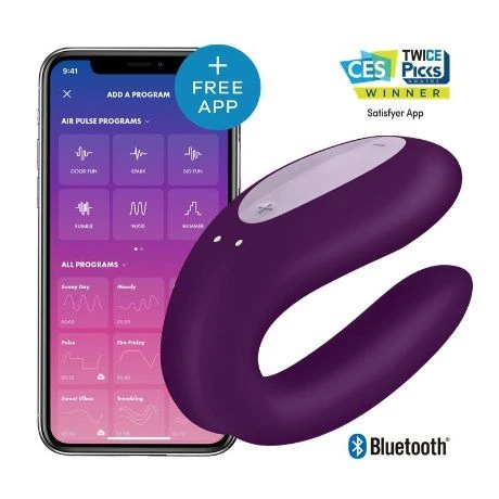 vibrador para parejas con app satisfyer double joy morado