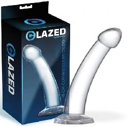 dildo curvado material cristalino 18 cm con ventosa