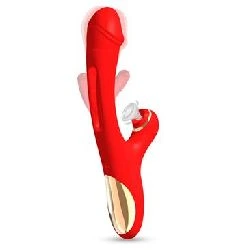 vibrador con succion y lengua flip flap 3 motores rojo